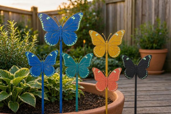 12 Metal Butterfly Garden Stakes Outdoor Decorative Plant Markers Glow In The Dark Ornaments For Yard Patio
