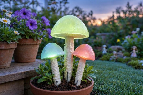 13 Glow In The Dark Garden Stakes Waterproof Resin Mushroom Plant Markers For Potted Flowers Fairy Lawn