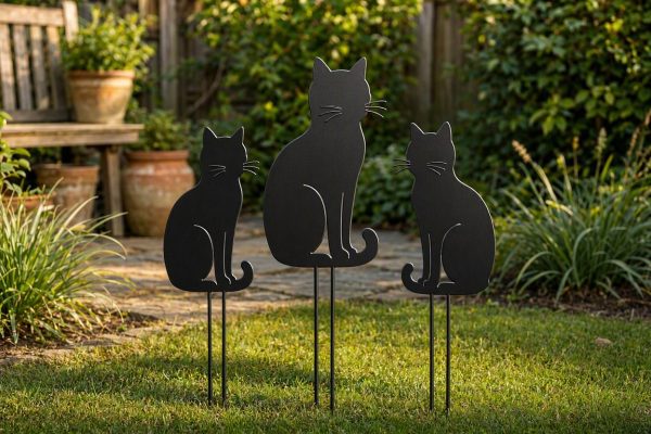 14 Metal Silhouette Animal Garden Stakes Decorative Black Cat Shadow Stakes For Lawn Patio Yard Guard Accent