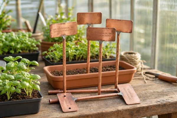18 Copper Plant Labels Garden Stakes Reusable Weatherproof T Type Herb Vegetable Markers For Seedlings Greenhouse Nursery