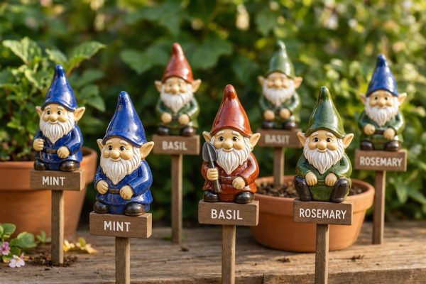 20 Whimsical Ceramic Gnome Garden Stakes Funny Miniature Elf Plant Markers Decorative Statues For Flower Pot Yard