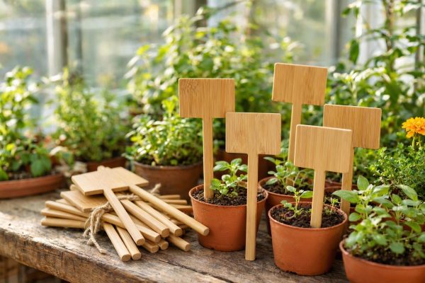 22 Bamboo Plant Labels Eco Friendly Garden Markers T Type Wooden Tags For Seedlings Potted Herbs Flowers Greenhouse