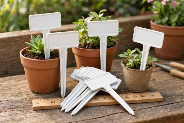 24 White Plastic Plant Labels Waterproof T Type Garden Tags Reusable Nursery Markers For Potted Seedlings Succulents Flowers
